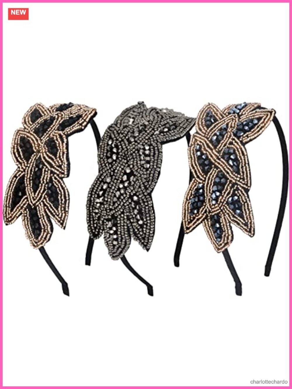 1920s Flapper Headbands Beaded Rhinestone Leaf Design Costume Accessory